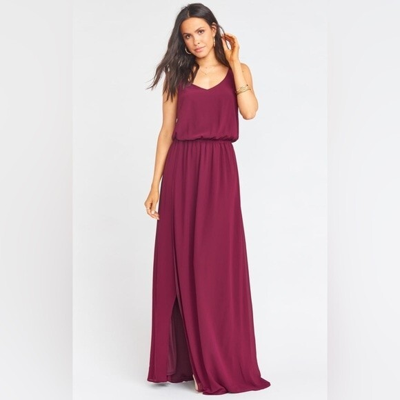 NWT Show Me Your Mumu Kendall Maxi Dress Merlot Chiffon Size Small - Picture 8 of 11